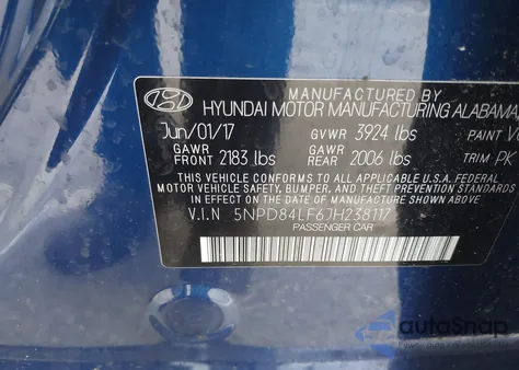 2018 Hyundai Elantra Sel from USA, damaged, VIN 5NPD84LF6JH238117